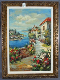 ORIGINAL OIL ON CANVAS "TERRACE SCENE"