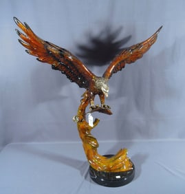 SPECTACULAR BRONZE SCULPTURE OF EAGLE WITH OUTSTRETCHED WINGS