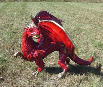 FABULOUS LARGE HIGHLY DETAILED BRONZE DRAGON