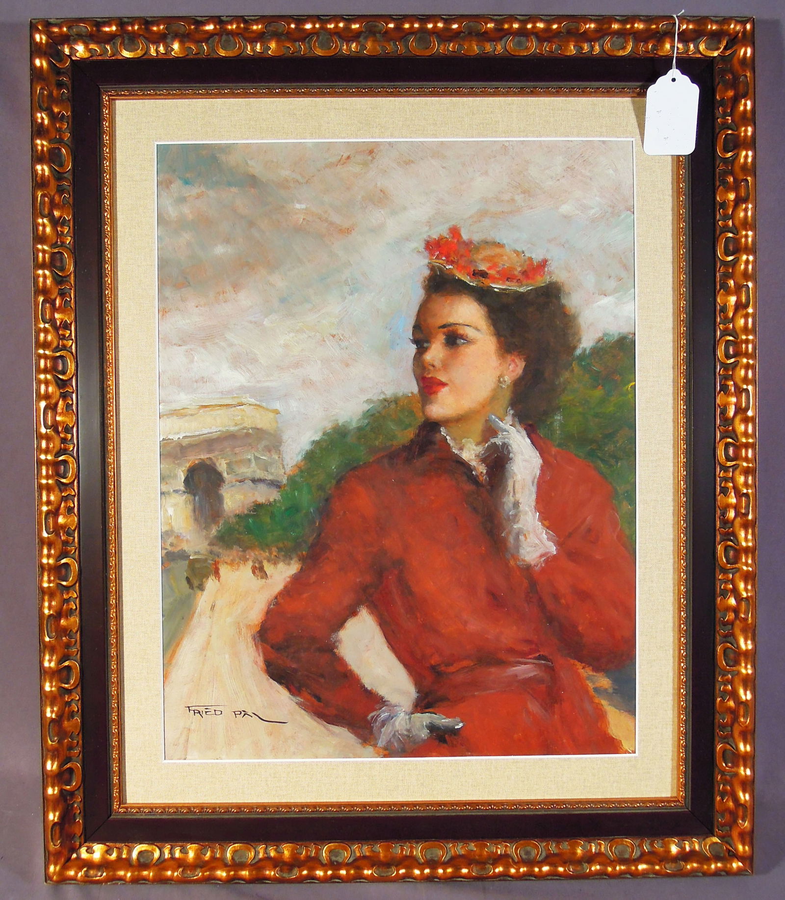 PAL FRIED (1893-1976) HUNGARIAN/AMERICAN: Beaufitul original oil on board "Mary". Hand signed lower left. Overall framed 29 1/2" x 24 1/2", 1 3/4".
