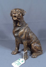 VERY FINE BRONZE SCULPTURE OF SEATED DOG