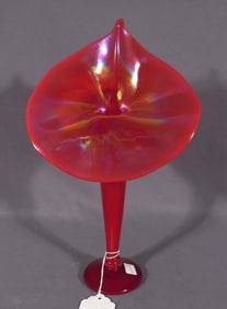 SIGNED RICK STRINI JACK IN THE PULPIT IRRIDESCENT ART GLASS VASE