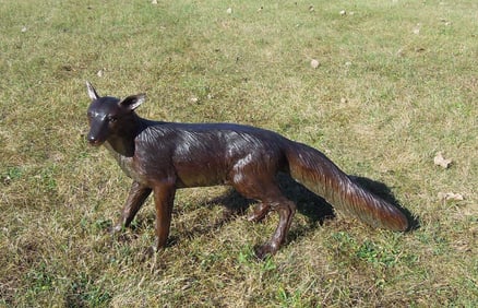 LIFE SIZE BRONZE SCULPTURE OF STANDING FOX