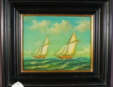 ORIGINAL OIL ON CANVAS "CLIPPER SHIPS"