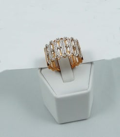 CUSTOM MADE LADIES 14K Y.G. AND DIAMOND FASHION RING