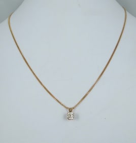 LADIES 14K Y.G. & DIAMOND SOLITAIRE NECKLACE