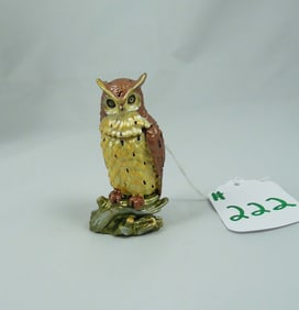 METAL, ENAMEL & RHINESTONE OWL TRINKET BOX