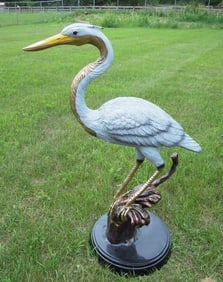 LIFE SIZE BRONZE SCULPTURE OF GRAY HERON