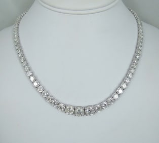 OUTSTANDING DESIGNER AARON GOFFLIEB LADIES 14K W.G. & DIAMOND ETERNITY NECKLACE