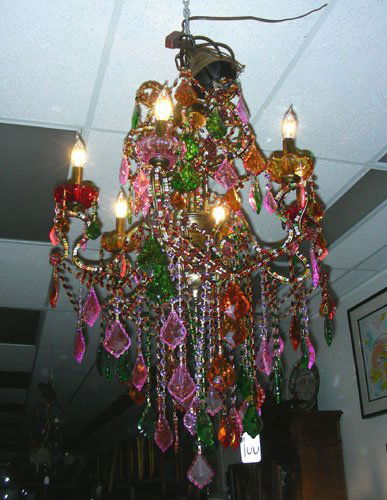 ITALIAN MULTI COLORED CRYSTAL CHANDELIER