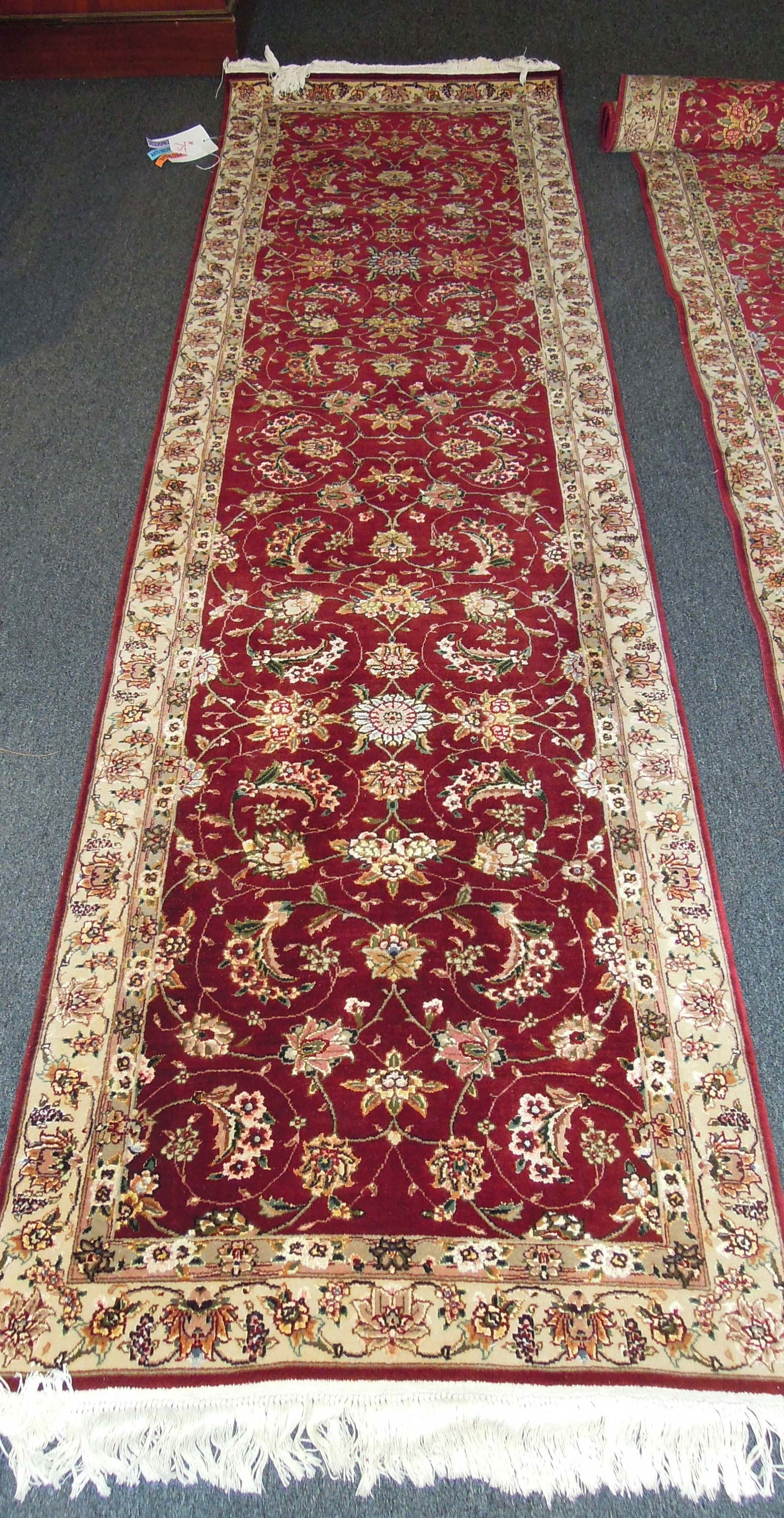 BEAUTIFUL HAND KNOTTED SINO PERSIAN WOOL AND SILK RUNNER (1 of 1)