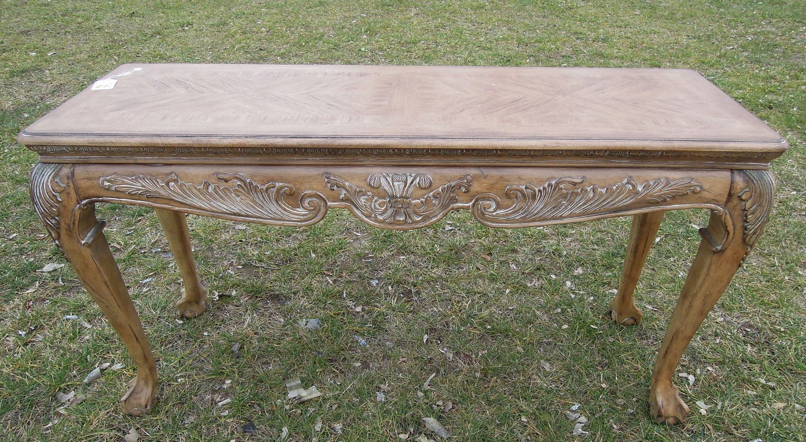 HAND CARVED WOODEN CONSOLE TABLE (1 of 1)