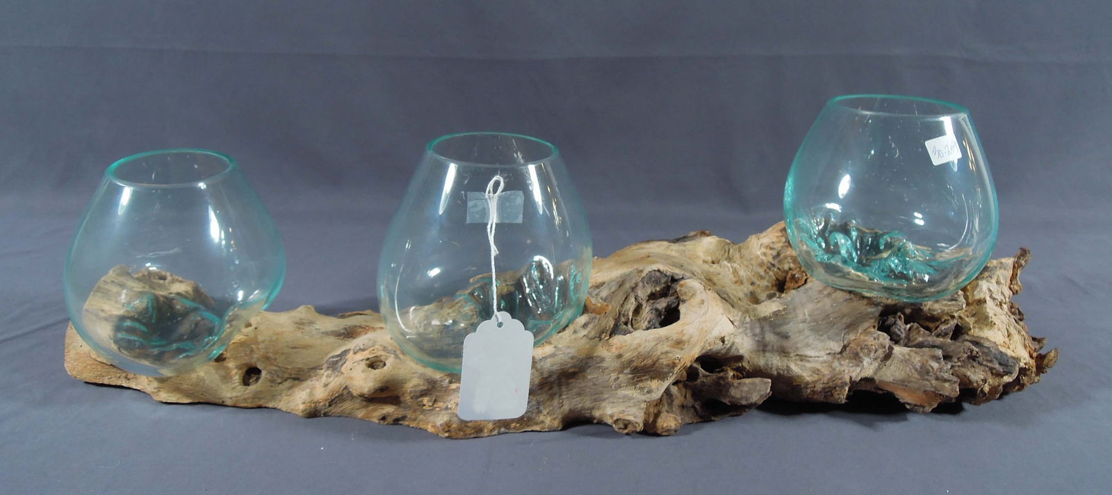 CUSTOM MADE LARGE TEAK AND GLASS CENTERPIECE (1 of 1)