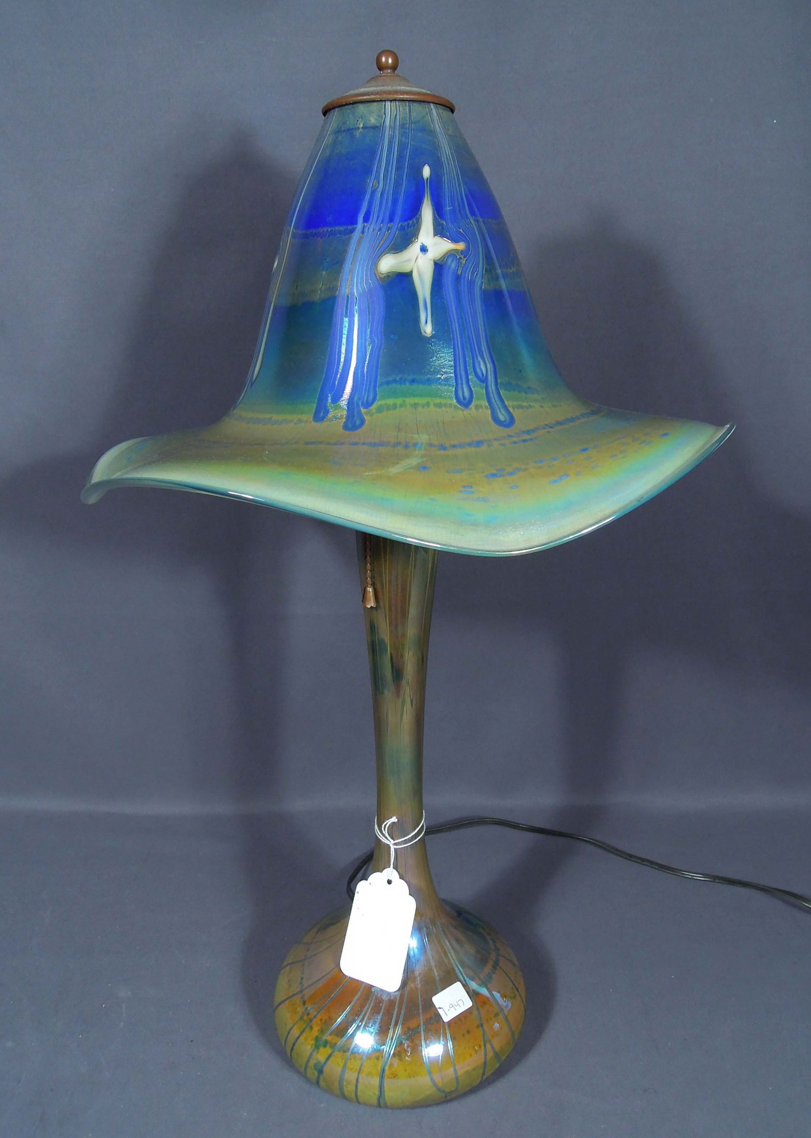 VINTAGE ORIGINAL STEPHEN FELLERMAN HAND BLOWN ART GLASS LAMP (1 of 2)