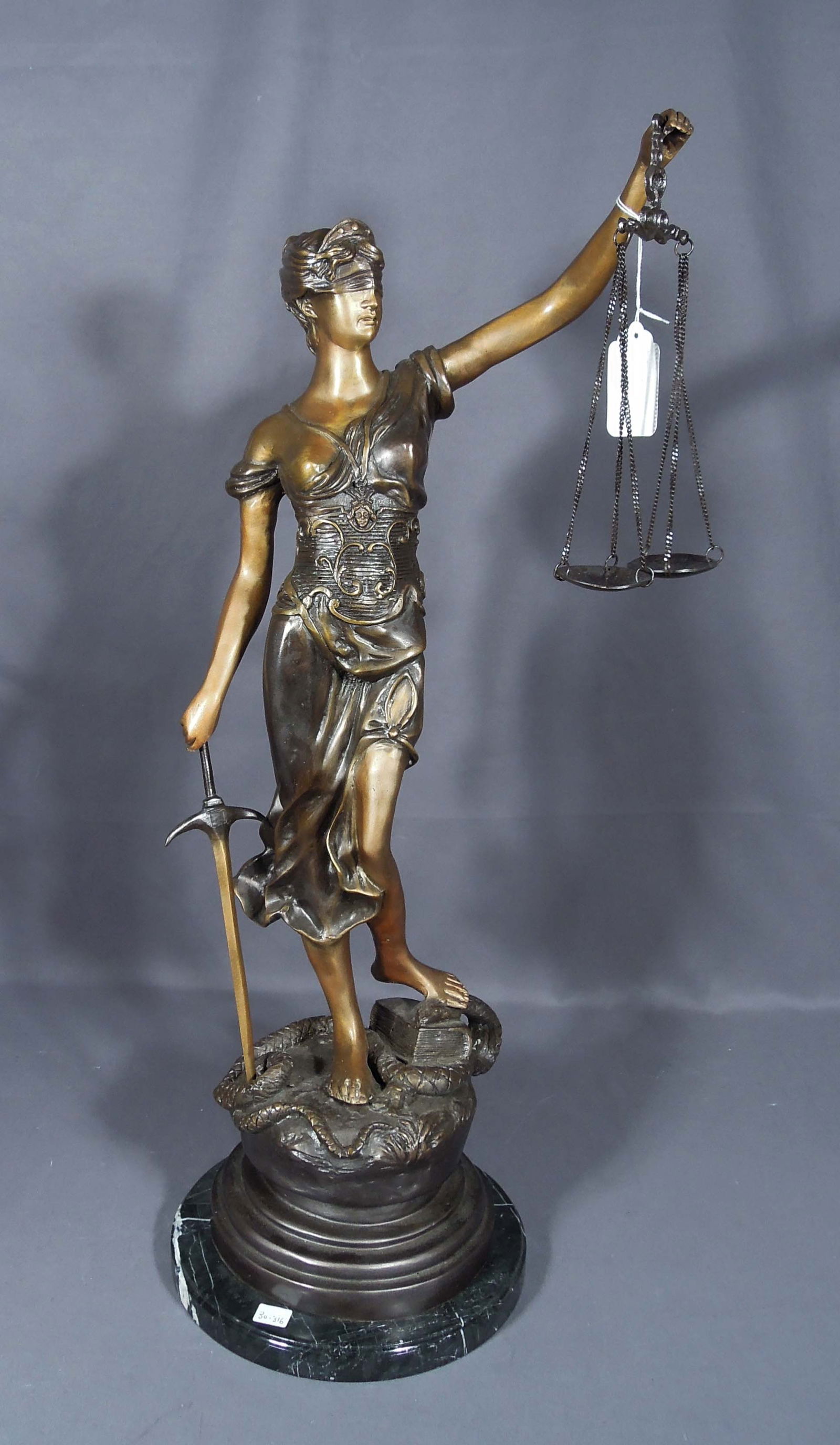 LARGE BRONZE SCULPTURE "SCALES OF JUSTICE" (1 of 1)