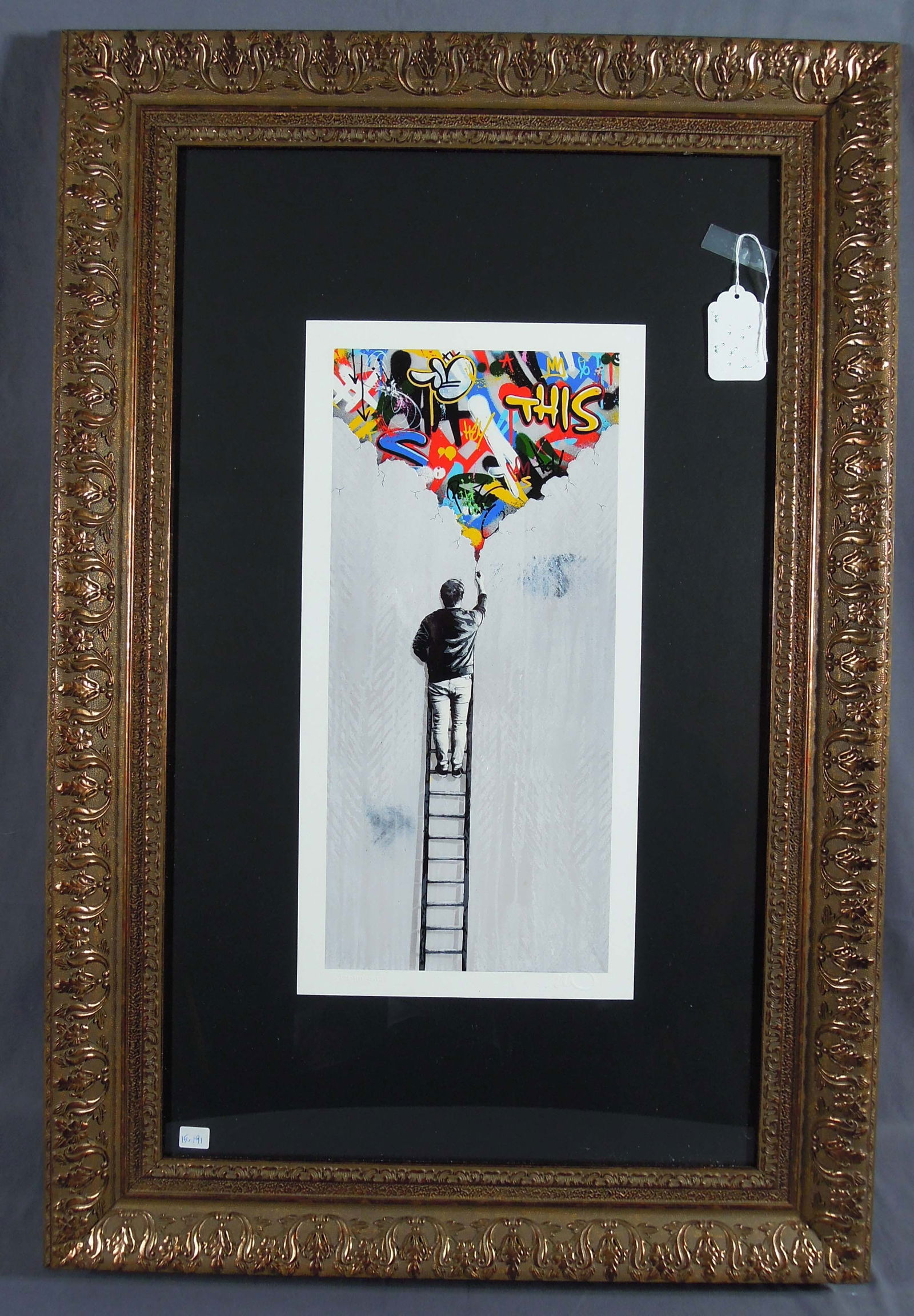 MARTIN WHATSON (1954- ) NORWEGIAN: Original Screenprint with embossed on Somerset paper "The Crack". Circa 2021. Embossed stamp, lower right by Martin Whatson and Graffiti Prints. From the 12 Hour Open Edition. Overall framed 36