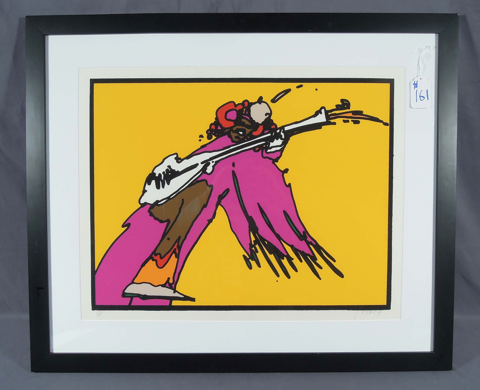 PETER MAX (1937- ) GERMAN: Original Screenprint in colors on paper "Jimi Hendrix". Circa 1997. Signed and numbered in pencil. Overall framed 30" x 36" x 1".
