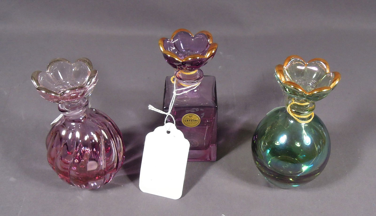 GROUP OF THREE ITALIAN CRYSTAL PERFUME BOTTLES (1 of 1)