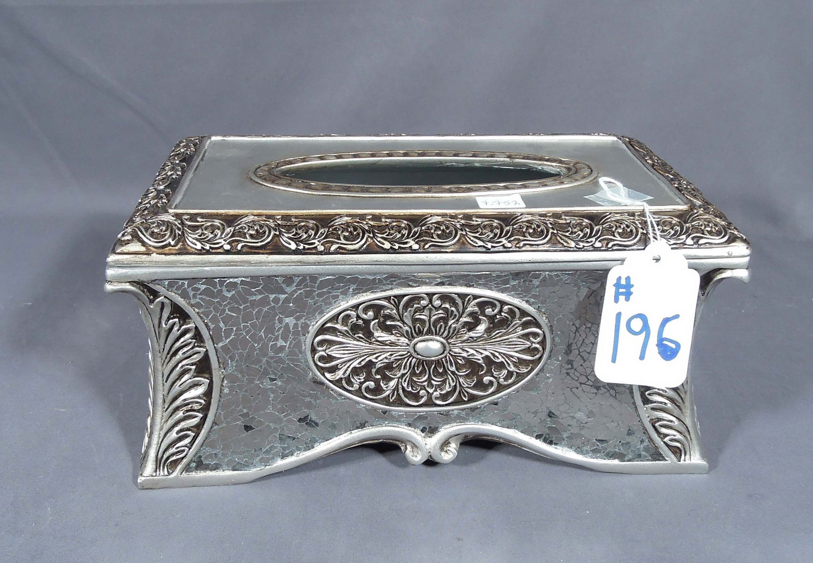 HAND PAINTED RESIN AND MOSAIC GLASS TISSUE BOX (1 of 3)