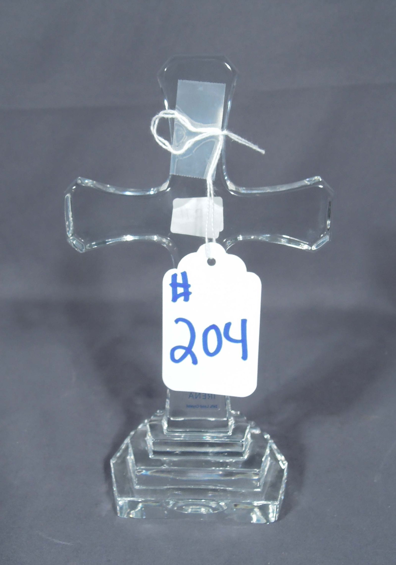 FULL LEAD CUT CRYSTAL CROSS: 8" high, 4 3/4" wide, 1" deep.
