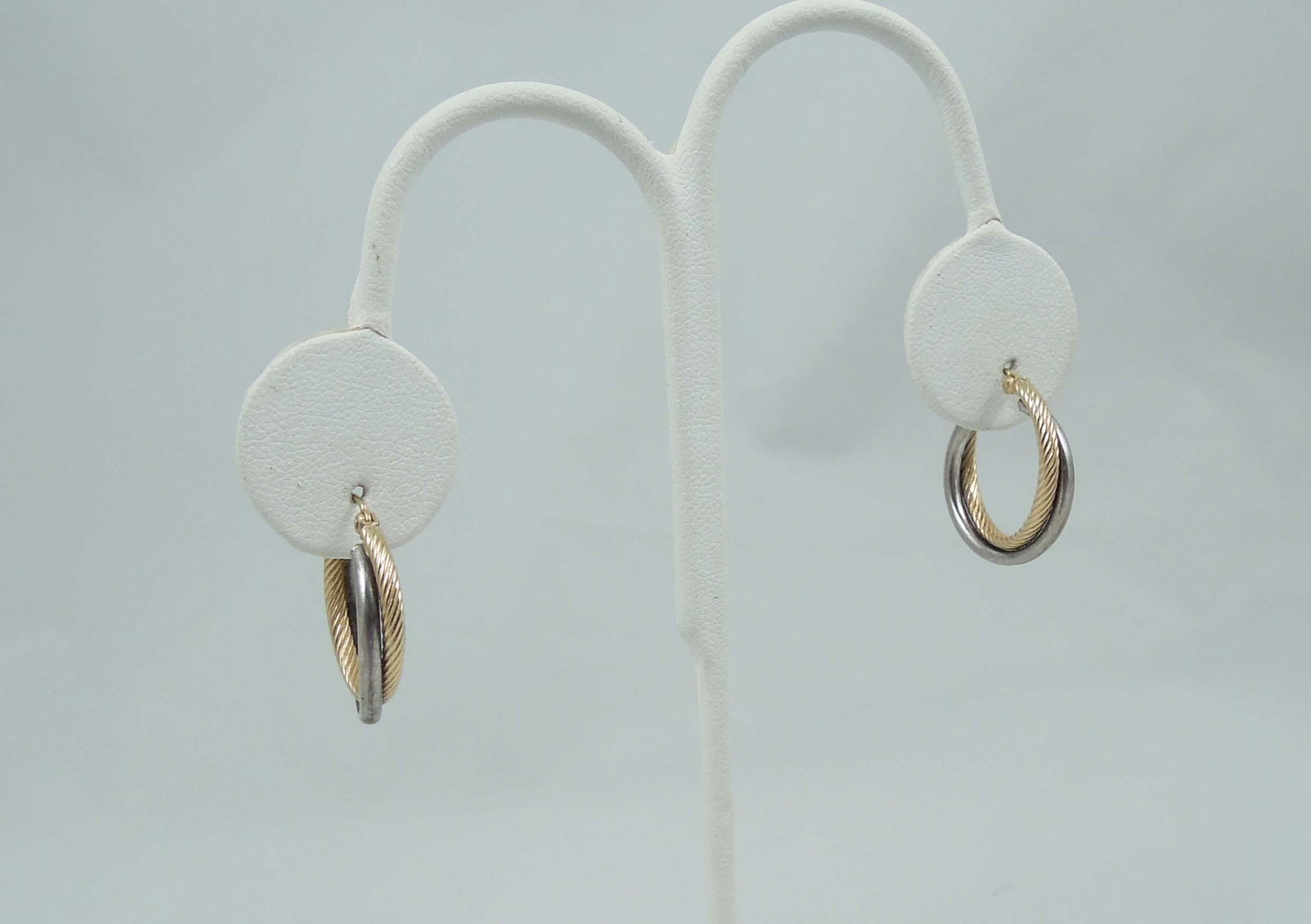 DAVID YURMAN STYLE PAIR 14K Y.G. & STERLING HOOP EARRINGS (1 of 1)