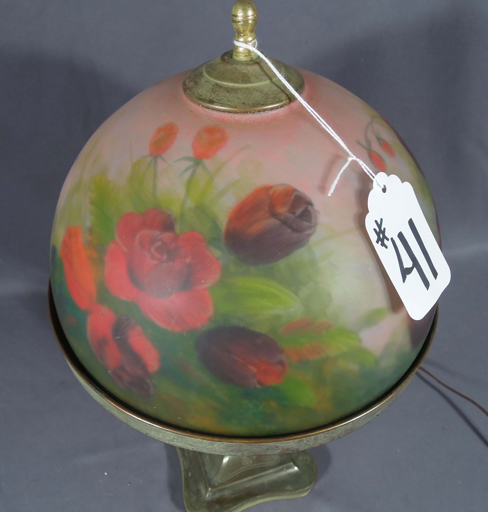 VINTAGE REVERSE PAINTED PAIRPOINT TABLE LAMP - 2