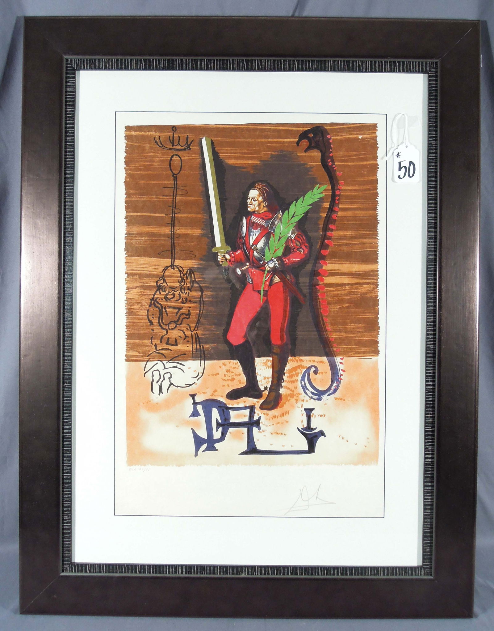 SALVADOR DALI (1904-1989) SPANISH: Original Lithograph "Christopher Columbus". Hand signed and numbered EA 23/75 by Dali. Authenticated on verso by Frank Hunter. Overall framed 40 1/2" x 30 1/2" x 1".