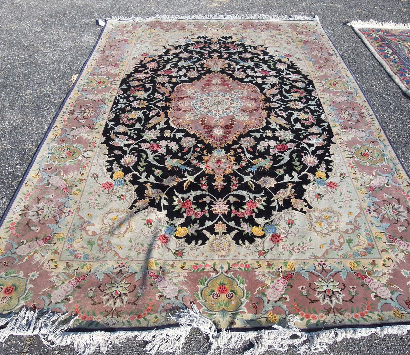 HAND KNOTTED WOOL & SILK TABRIZ AREA RUG (1 of 2)