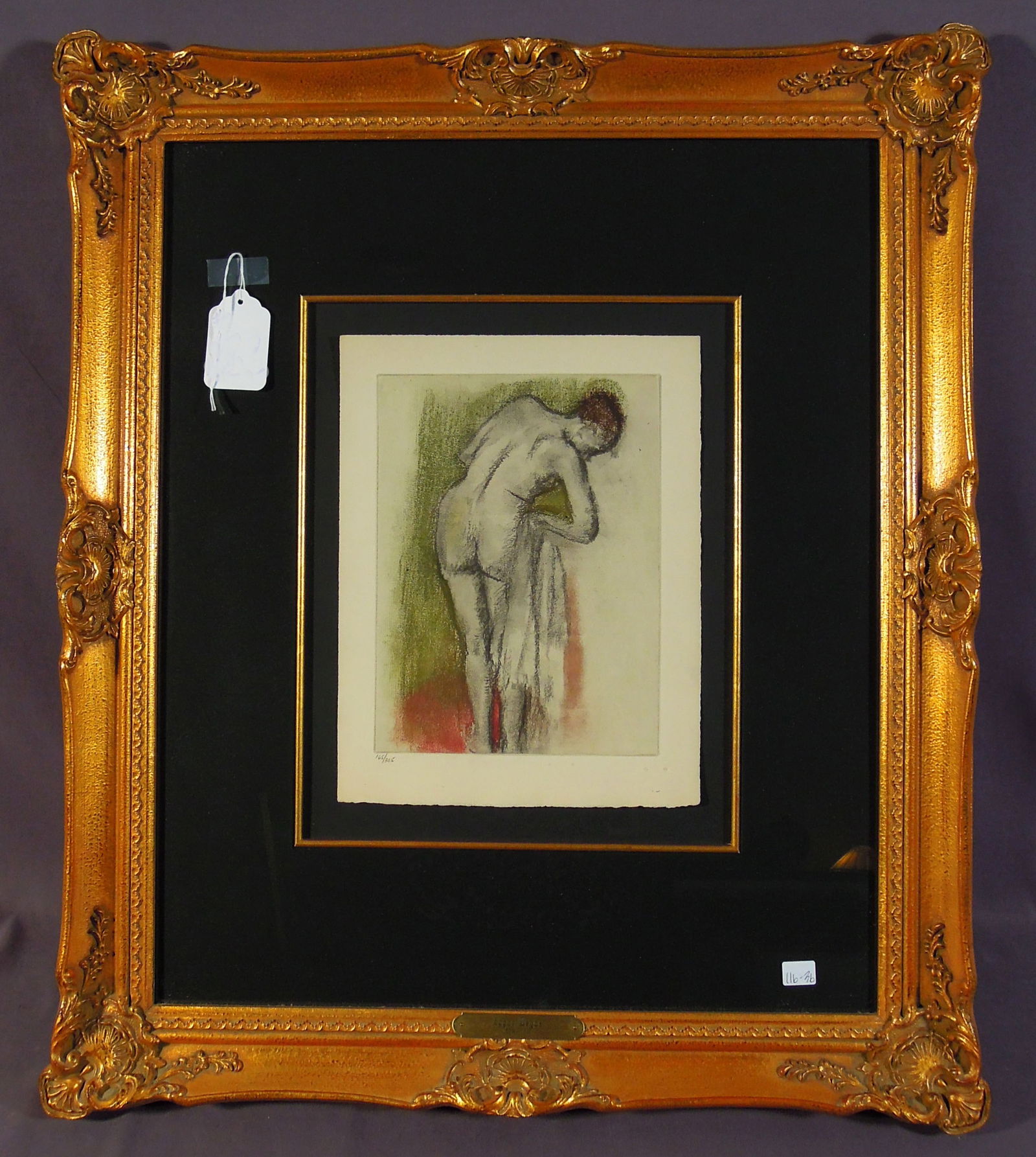 EDGAR DEGAS (1834-1917) FRENCH: Original Lithograph on Velin d' Arches paper from the Danse Dessin series. Limited Edition 165/305. Overall framed 29" x 24 1/2".