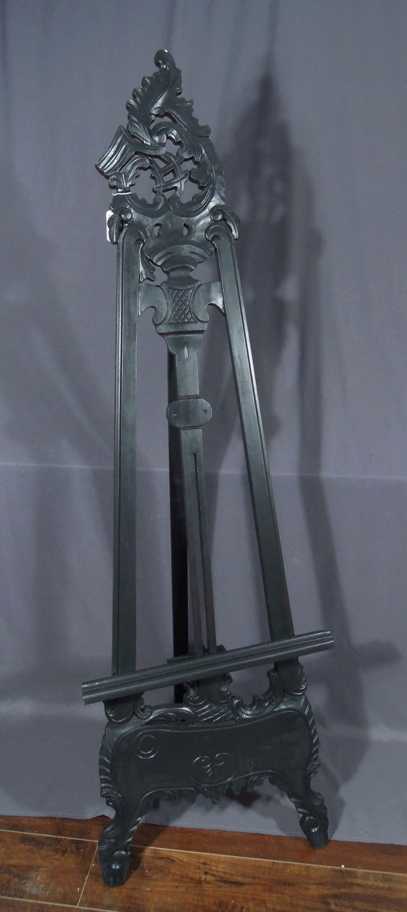 HAND CARVED PAINTED MAHOGANY EASEL (1 of 1)