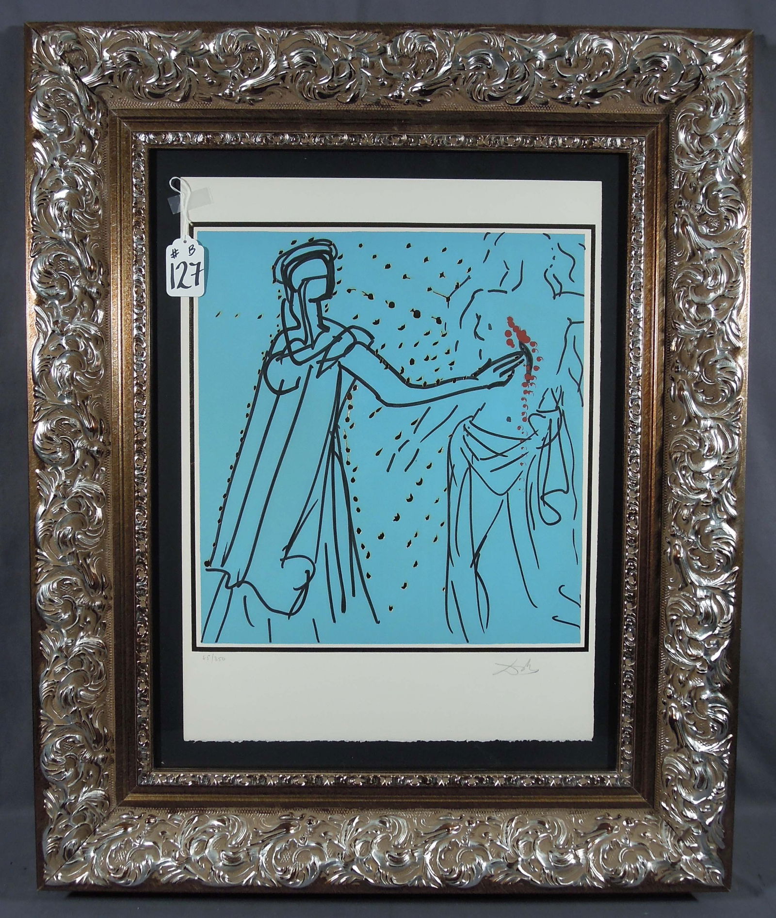 SALVADOR DALI (1904-1989) SPANISH: Original Lithograph on Arches paper from the 12 Apostles Suite "Thomas". Circa 1972. Limited Edition 45/350. Hand signed in pencil. Overall framed 39 1/2" x 32 1/8" x 3".