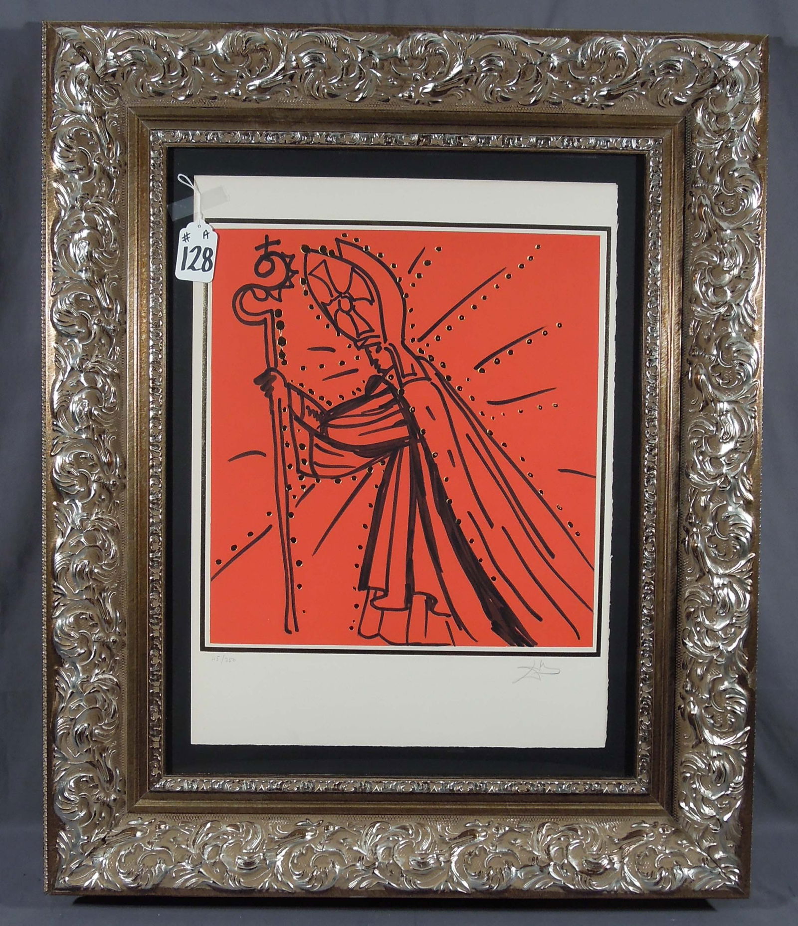 SALVADOR DALI (1904-1989) SPANISH: Original Lithograph on Arches paper from the 12 Apostles Suite "James the Lesser". Circa 1972. Limited Edition 45/350. Hand signed in pencil. Overall framed 39 1/2" x 32 1/8" x 3".