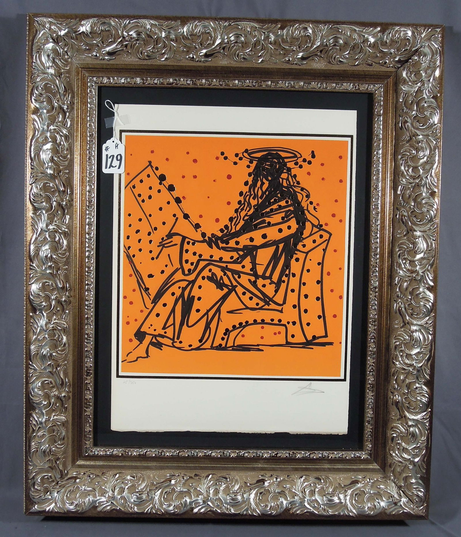 SALVADOR DALI (1904-1989) SPANISH: Original Lithograph on Arches paper from the 12 Apostles Suite "Mark". Circa 1972. Limited Edition 45/350. Hand signed in pencil. Overall framed 39 1/2" x 32 1/8" x 3".