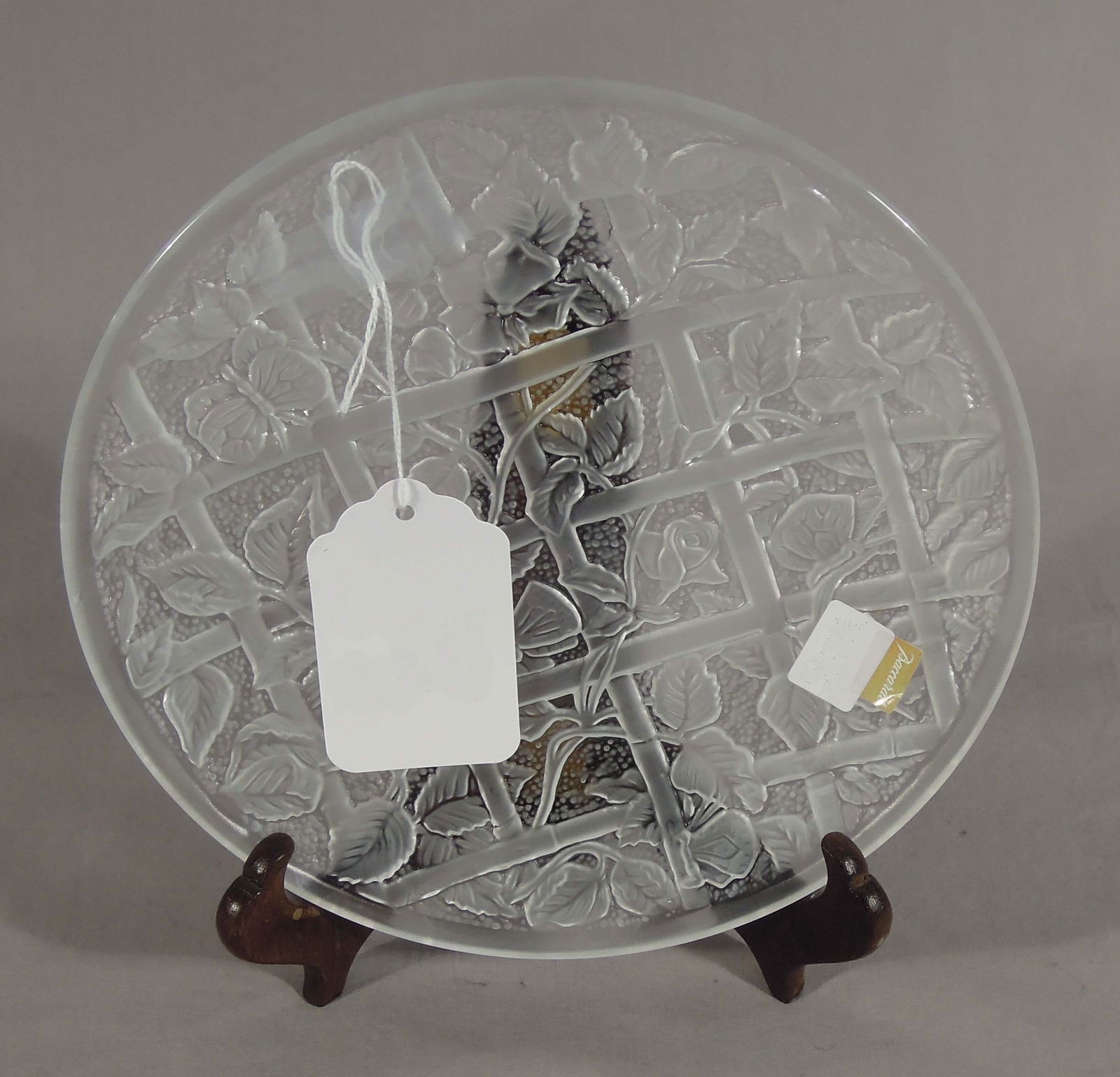 VINTAGE BACCARAT PLATE ON STAND: Signed. 8 1/4" dia.