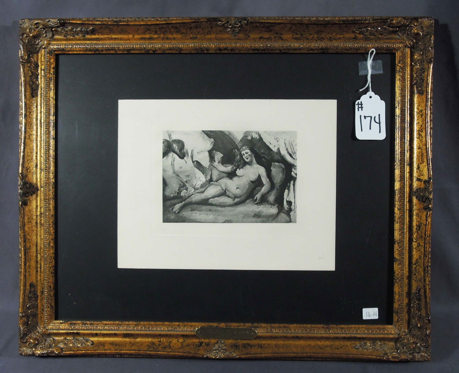 PAUL CEZANNE (1838-1906) FRENCH: Original Heliogravure on Japon paper "La Leda". Published by Ambroise Viillard, Paris France. Overall framed 19 3/4" x 23 1/2" x 1 1/2".