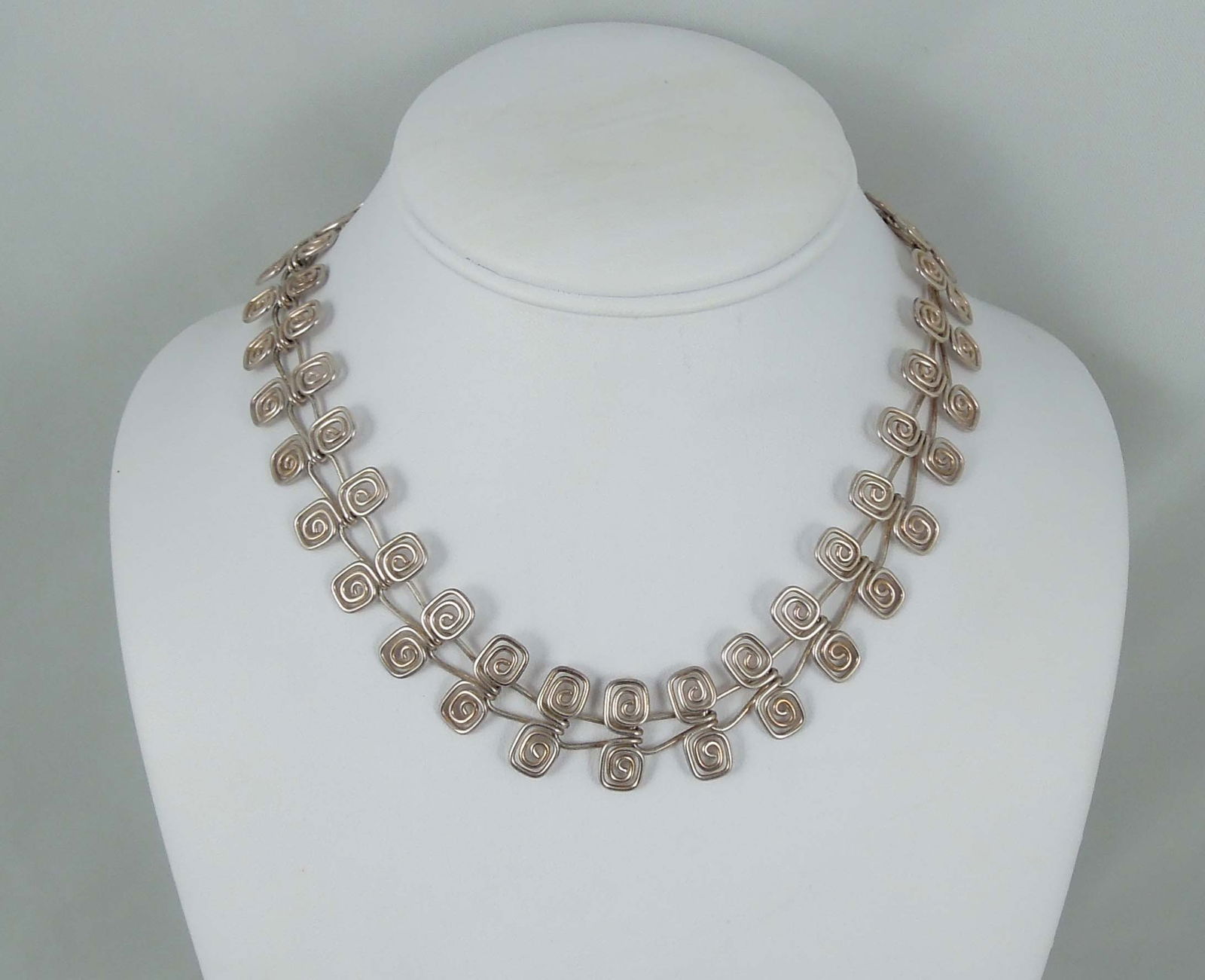 LADIES WIDE MODERN STERLING SILVER NECKLACE (1 of 1)