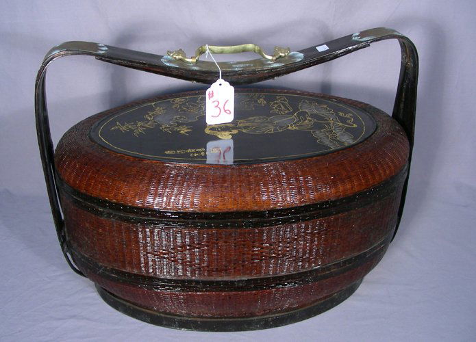 CHINESE BLACK LACQUER, WICKER AND METAL BASKET May 19, 2013