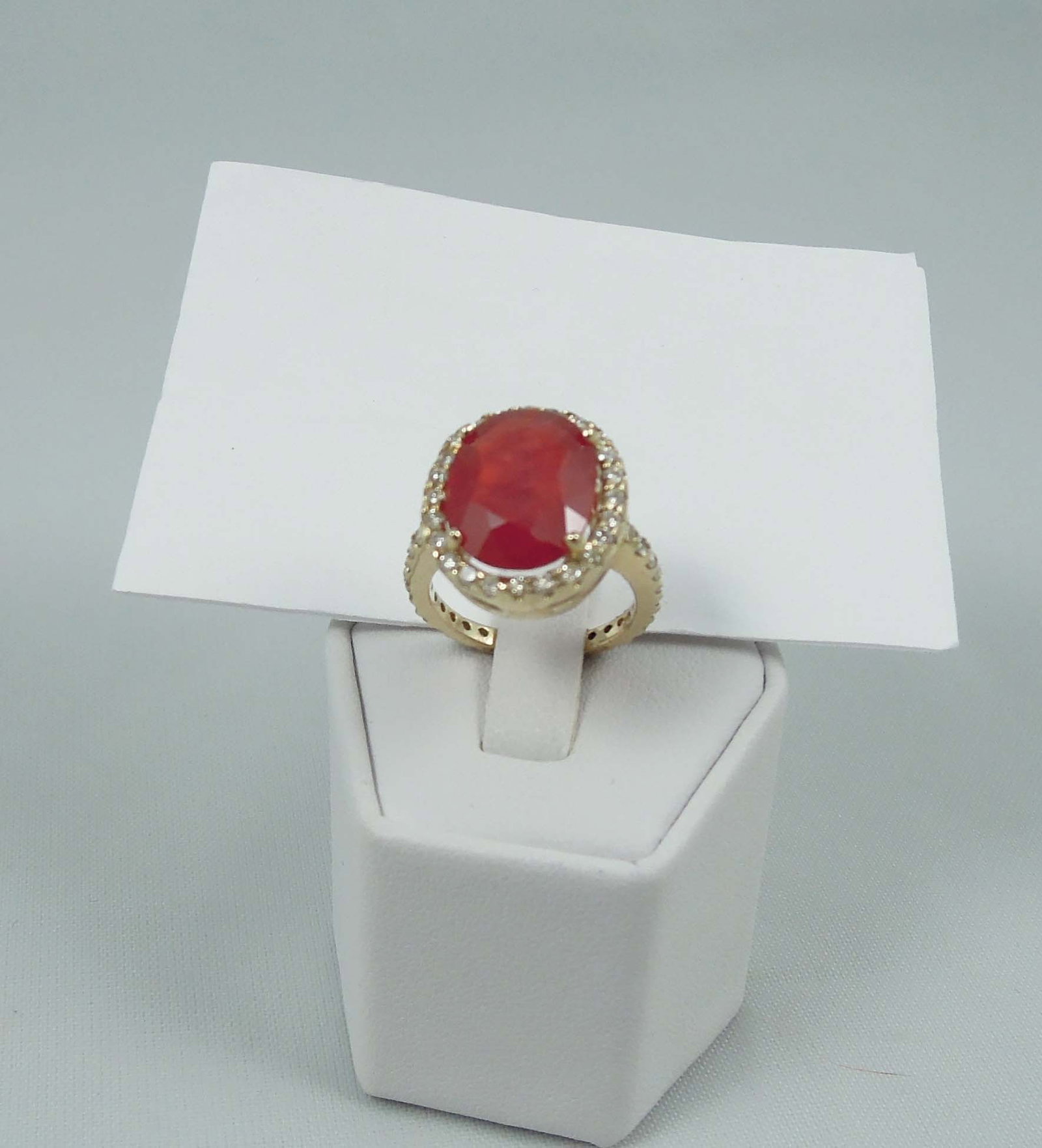 RARE 14K Y.G., NATURAL ORANGE SAPPHIRE & DIAMOND RING (1 of 2)