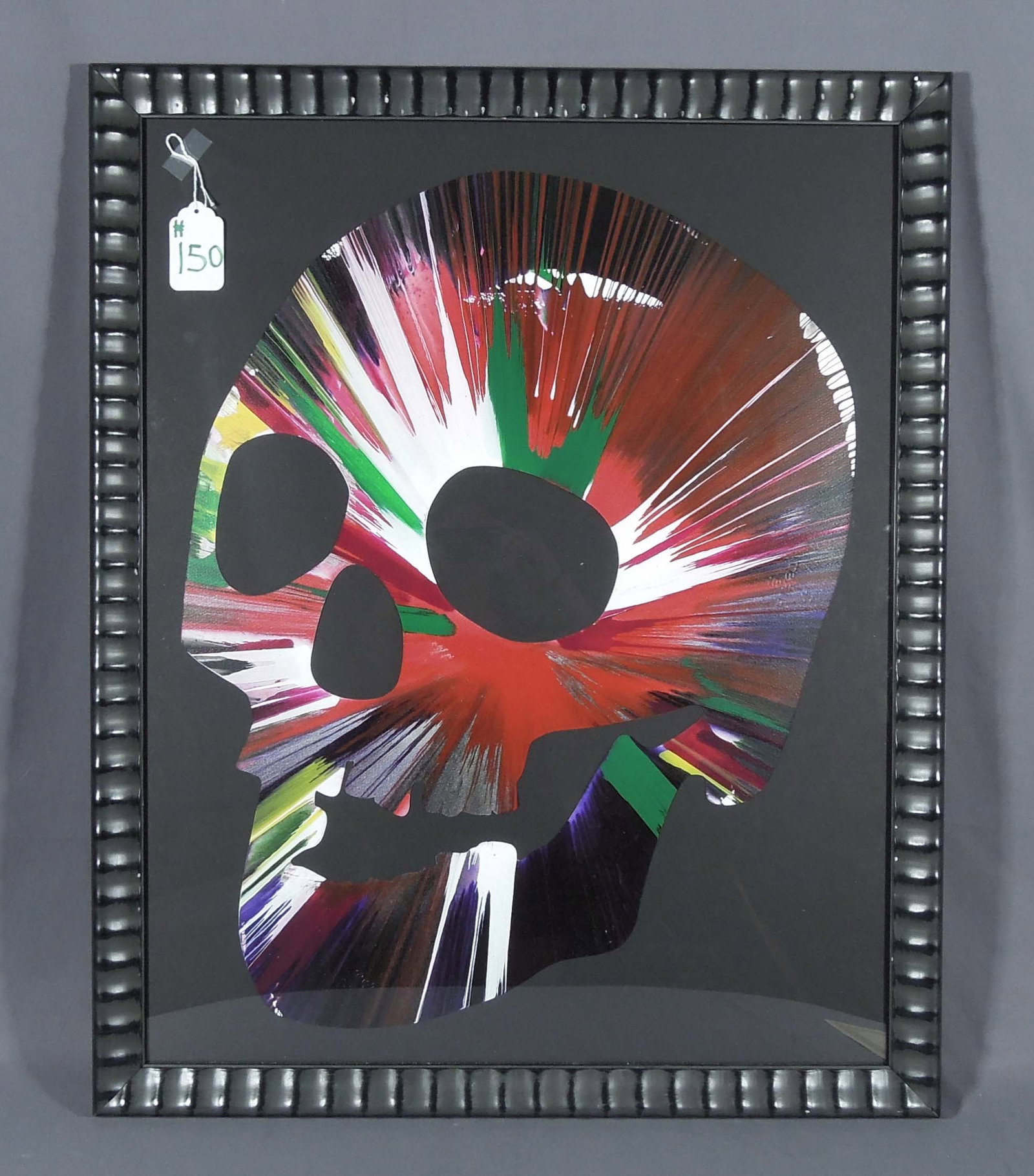 DAMIEN HIRST (1965- ) BRITISH: Original Acrylic on paper "Skull Spin Painting". Circa 2009. Embossed stamp lower left. This is to celebrate the opening of the Damien Hirst Requiem at the Pinchuk Art Center. Complete with Damien