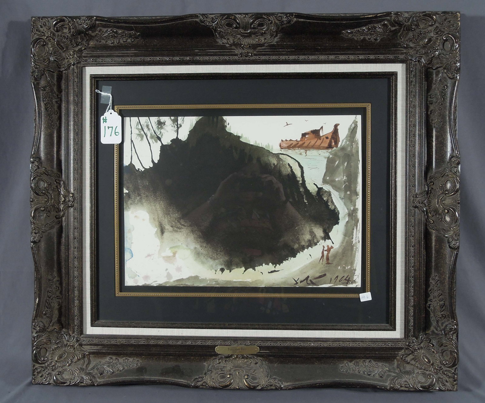 SALVADOR DALI (1904-1989) SPANISH: Original Lithograph in colors "Plate 9" from the Biblia Sacra Suite. Circa 1969. Signed in the plate. Certified by Bruce Hochman on verso. Overall framed 30" x 33 1/2" x 2".