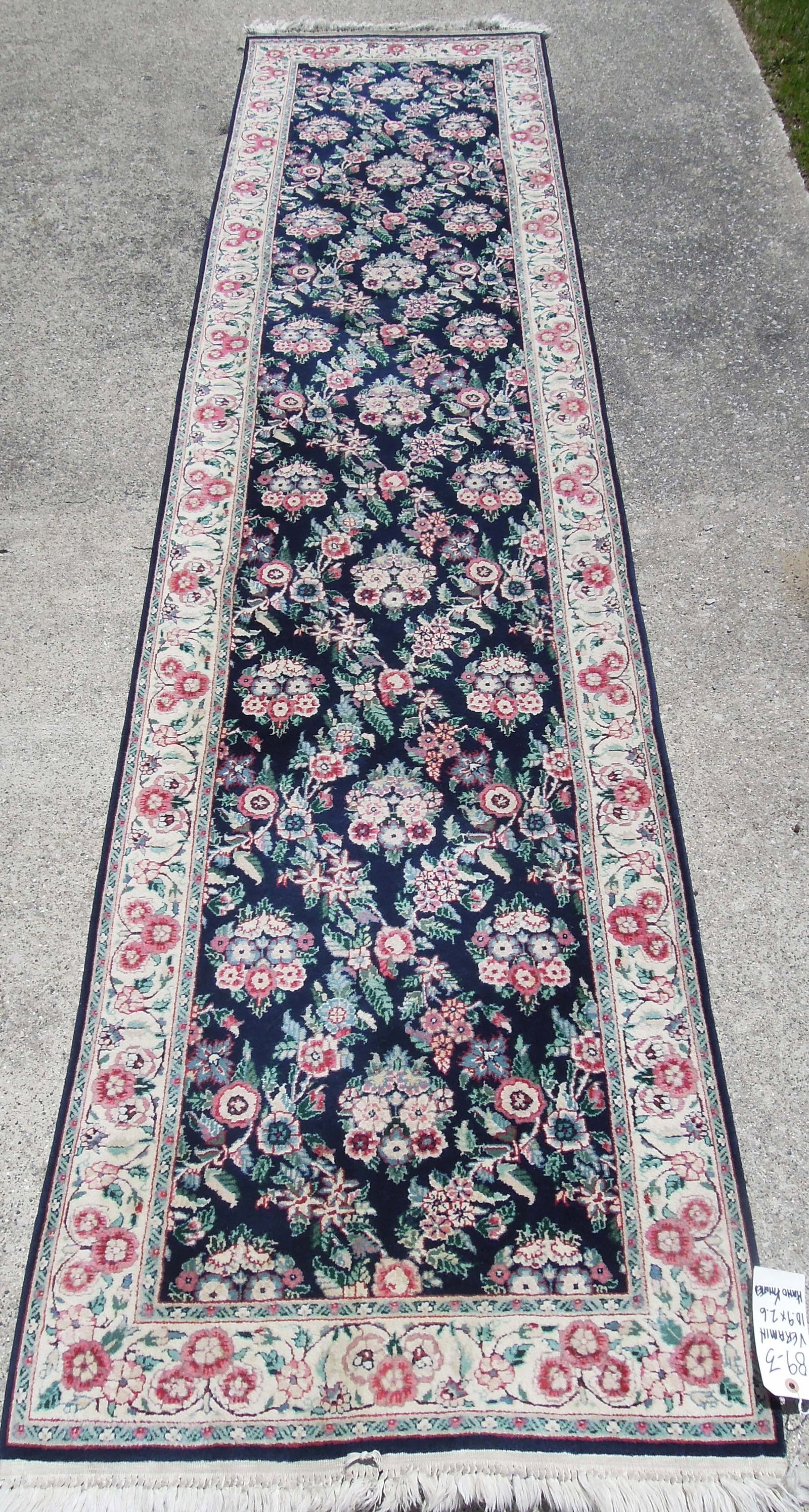 HAND KNOTTED VERAMIN RUNNER: 2.6 X 10.9