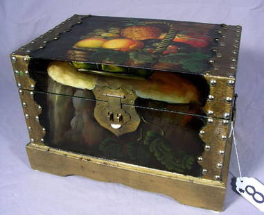 HAND PAINTED TRUNK: HAND PAINTED TRUNK Still life - Fruit. 8 1/2" high, 12" wide, 8" deep