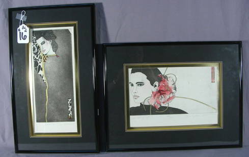 TWO DAWN MARIE ETCHINGS: TWO DAWN MARIE ETCHINGS (TO BE SOLD AS ONE LOT) Limited Editions 213/300 titled "Discovery". The other 196/200 titled "Flowers for her Hair". Largest 15 1/2" x 20", other 21" x 12 1/2"