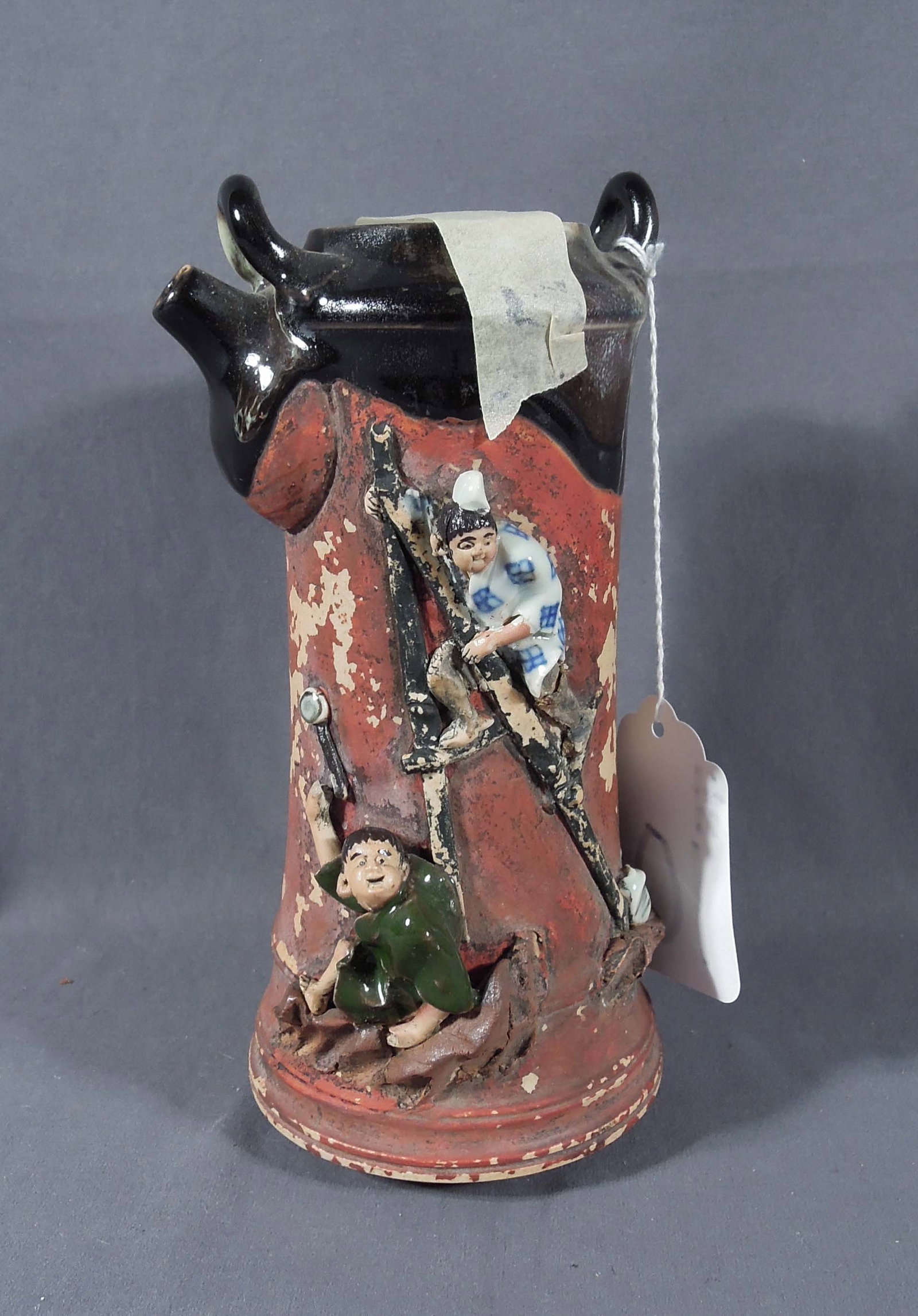 ANTIQUE JAPANESE SUMIDA POTTERY "INOUE YOSAI" PITCHER (1 of 3)