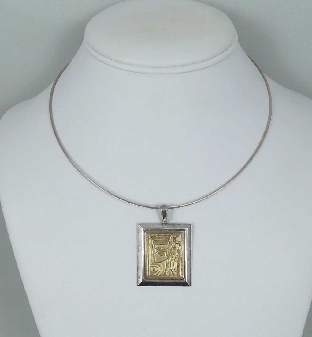 LADIES 18K Y.G. & STERLING SILVER ANTHONY QUINN "LADY OF CRETE" NECKLACE AND PENDANT (1 of 1)