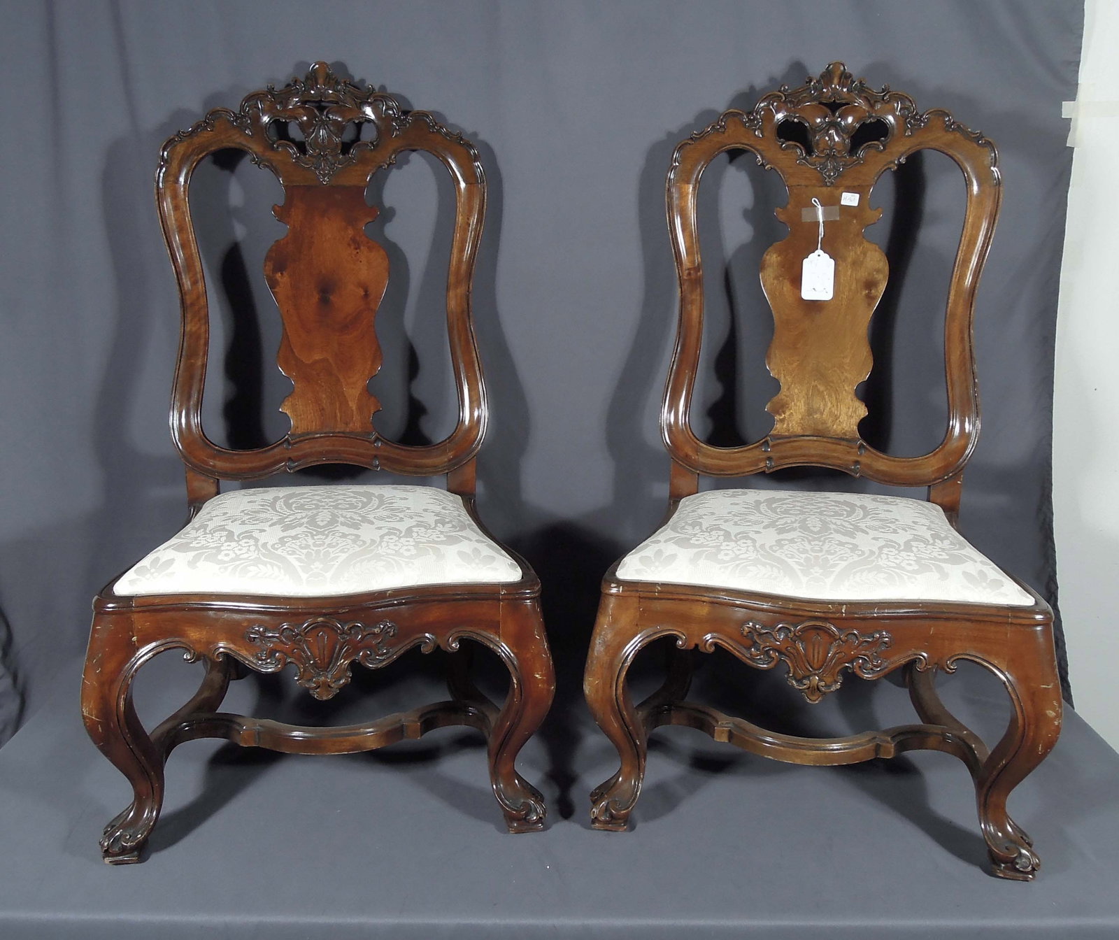 PAIR FINE VINTAGE HAND CARVED MAHOGANY CHILD'S CHAIRS (1 of 1)