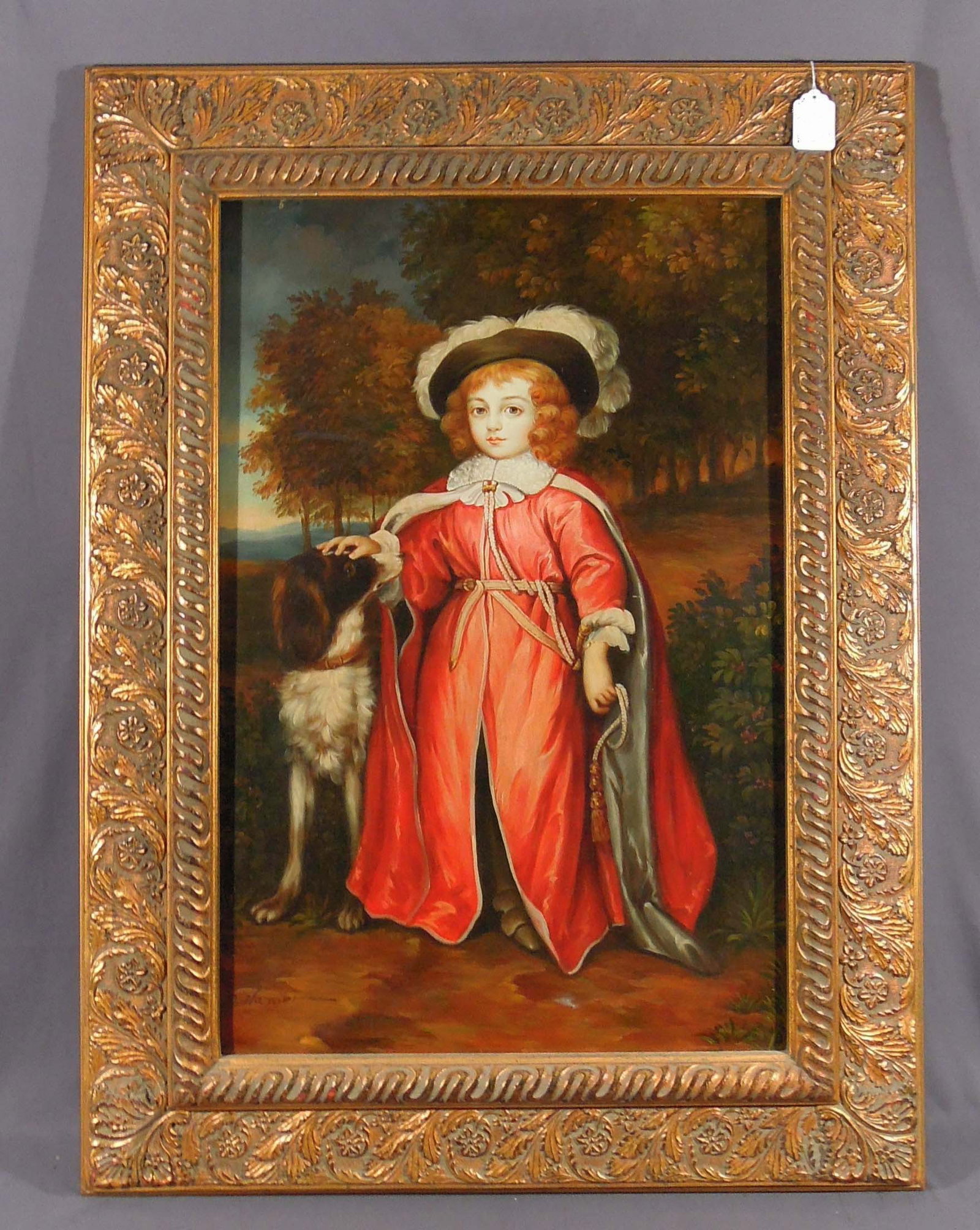 EUROPEAN STYLE ORIGINAL OIL ON CANVAS "PHILLIP WITH DOG" (1 of 1)