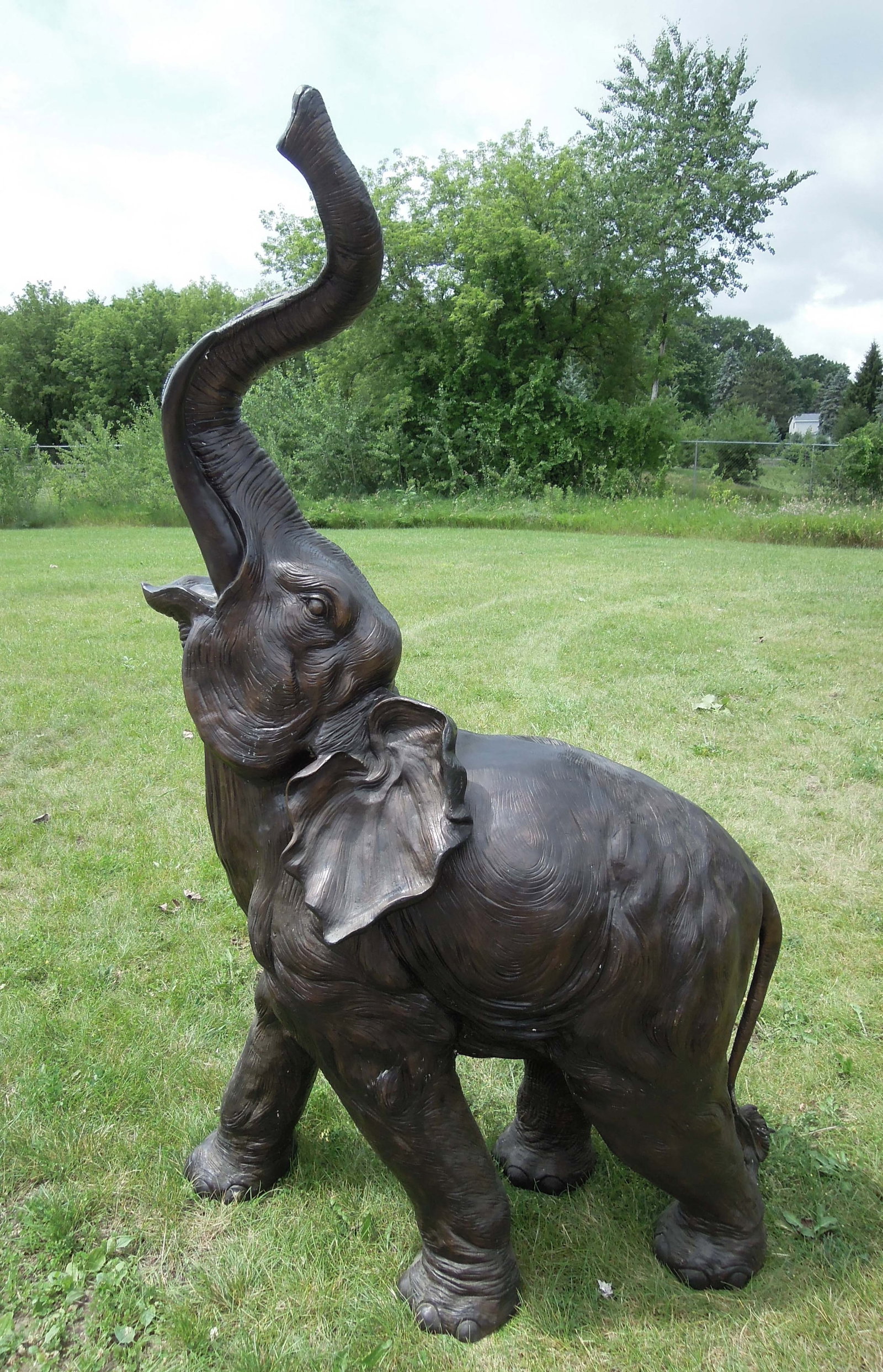 OUTSTANDING LIFE SIZE BRONZE SCULPTURE/FOUNTAIN OF STANDING ELEPHANT (1 of 2)