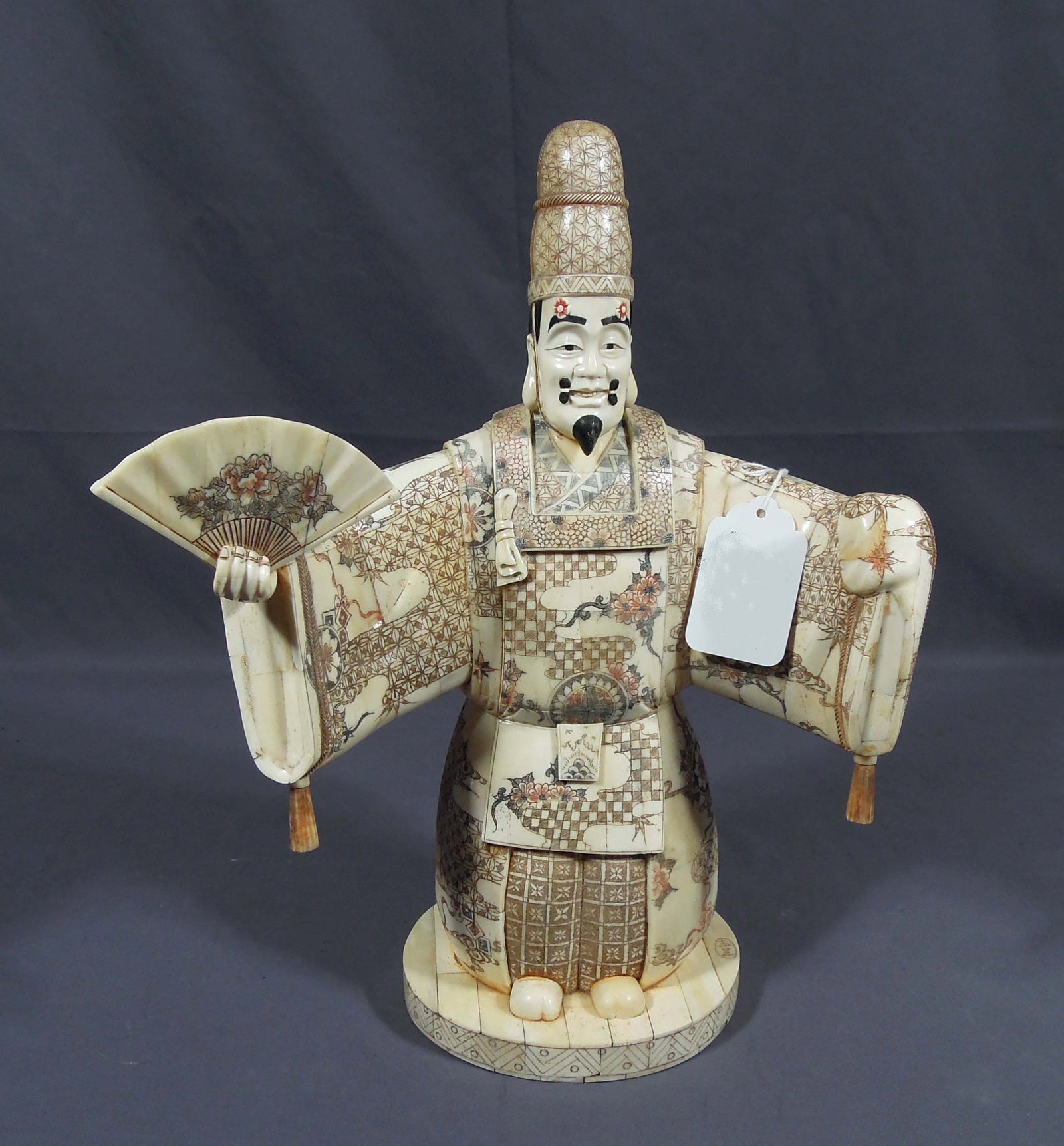 HAND CARVED BONE SCULPTURE OF HOTEI (1 of 1)