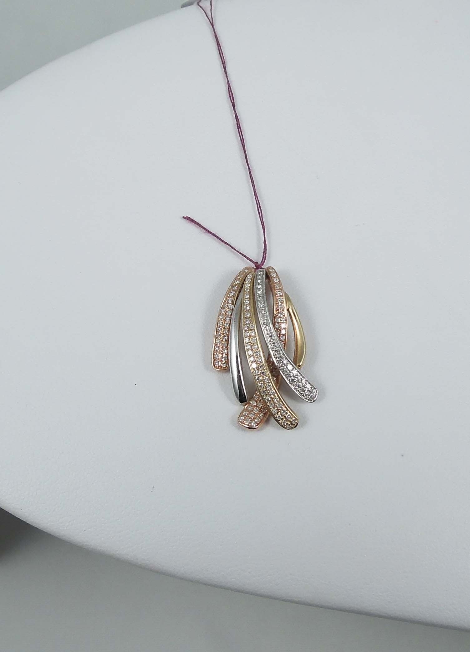DESIGNER EFFY 14K TRI COLORED GOLD & DIAMOND PENDANT: Total diamond weight .60 ct. Signed.